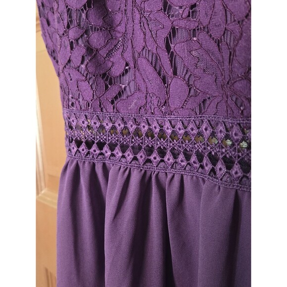 TRUTH AND FABLE Violet Purple Midi Party / Cocktail Lace Trim Dress Size 2XL - Picture 4 of 7